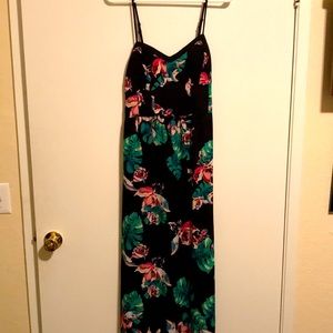 Black flora maxi spaghetti strap corset top dress